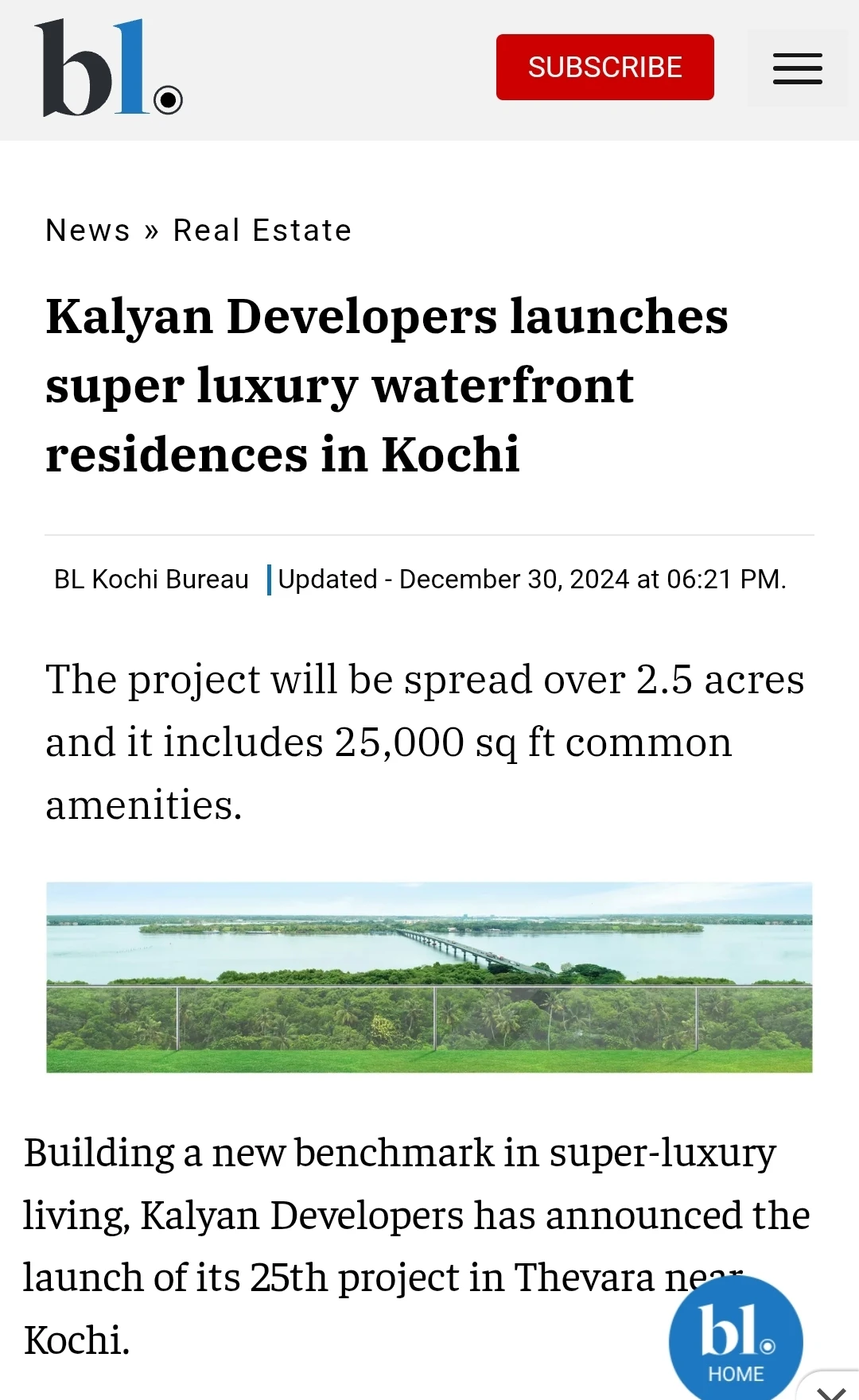 Kalyan Homes Launches Superluxury Waterfront Residences in Kochi